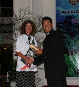 Jean receives our "Certificate for Racing"